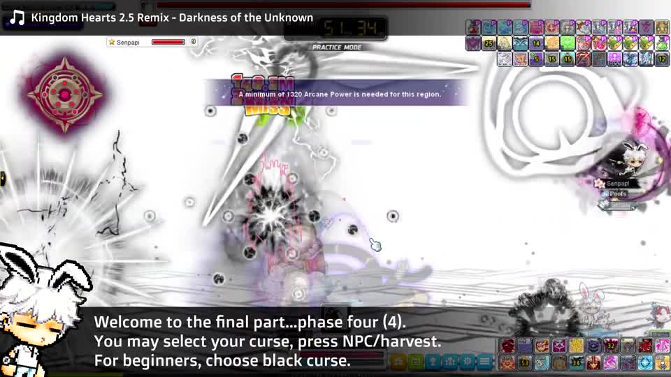 暗黒の魔法使い4段階の白黒空間。選んだ呪いに合わせて、受ける攻撃と避ける攻撃を分ける。
