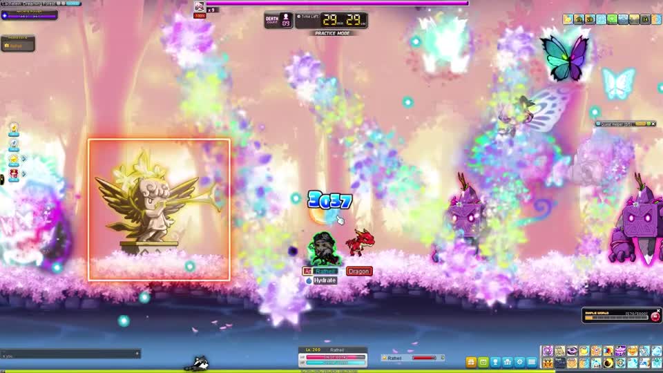 ルシード戦の像。HPを削るとチャージが溜まり、ホーン操作で背景の蝶を一括消去できる。